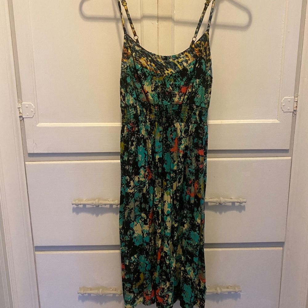 Xhilaration Black and Teal Floral Mini Dress
